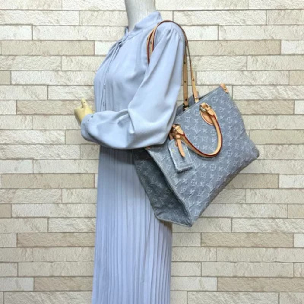 Louis Vuitton Gray Denim Bag Shoulder Monogram OnTheGo